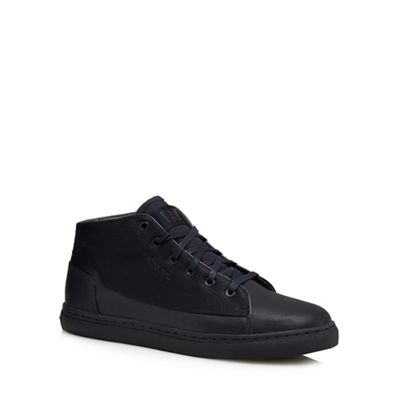 G-Star Raw Navy blue leather lace up high top trainers